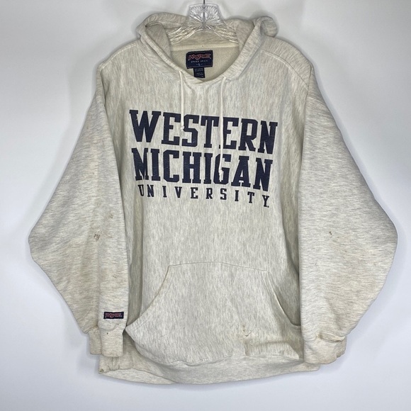 Vintage Jansport Cross Grain Western Michigan  University Hood Sweatshirt Large - Picture 1 of 6